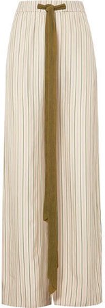 Barre Vistatin Striped Twill Wide-leg Pants - Sand