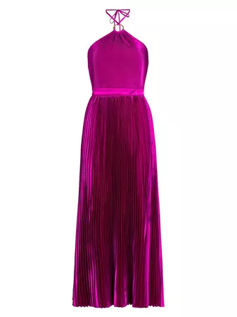 Shop L'Idée Cheri Pleated Halterneck Gown | Saks Fifth Avenue