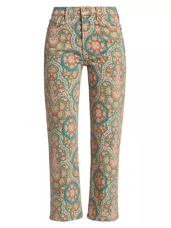 Shop Mother Rambler Printed Ankle-Crop Jeans | Saks Fifth Avenue