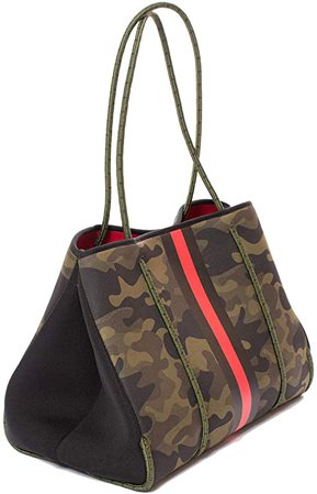 Haute Shore - Greyson Brat2 Neoprene Tote Bag w/Zipper Wristlet Inside (Greyson, Camo Gren w/Black & Red Stripe): Handbags: Amazon.com