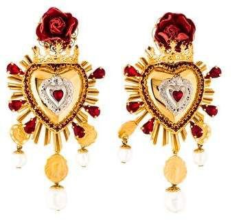 Dolce & Gabbana Sacro Cuore Crowned Heart Drop Earrings ($745)