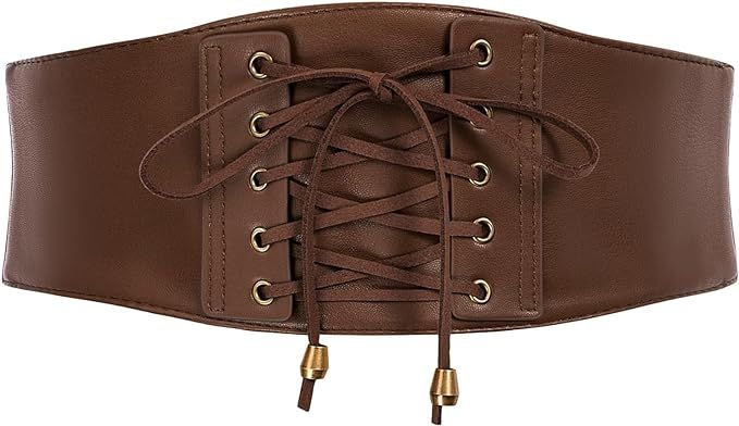 Scarlet Darkness Women's Faux Leather Belt Stretch Waist Belt for Dress Coffee Large at Amazon Women’s Clothing store