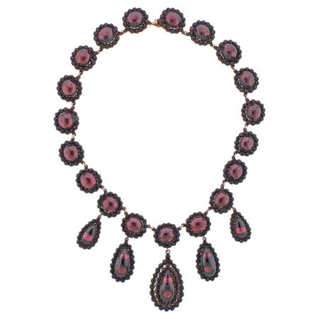 Antique Bohemian Garnet Necklace For Sale at 1stDibs