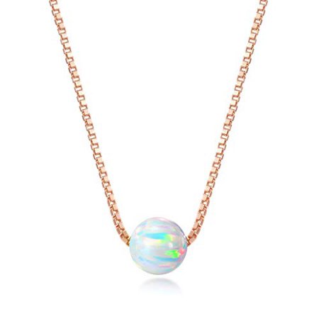 Amazon.com: Rose Gold over Sterling Silver 6mm Created Opal Choker Necklace 14": Jewelry