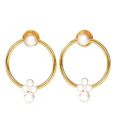 Faux pearl hoop earrings