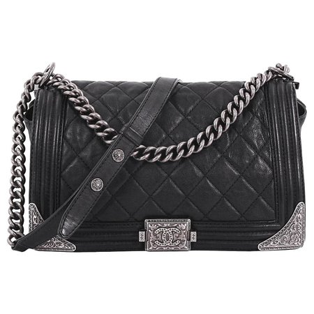 Chanel Paris-Dallas Compartment Boy Flap Bag Quilted Calfskin with Metal For Sale at 1stdibs