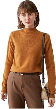 HZUX Casual Women's Crewneckeck Sweater Solid Long Sleeve Loose Pullover Knit Sweater Top at Amazon Women’s Clothing store