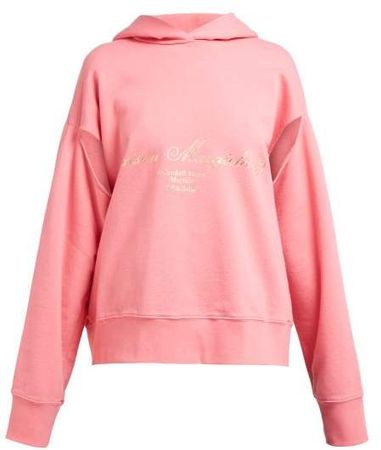 Logo Print Oversized Cotton Hooded Sweatshirt - Womens - Pink
