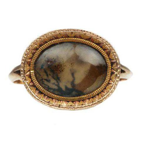 Late 18th Century Moss Agate Ring | Bell and Bird