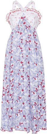 Printed Linen Halter Midi Dress