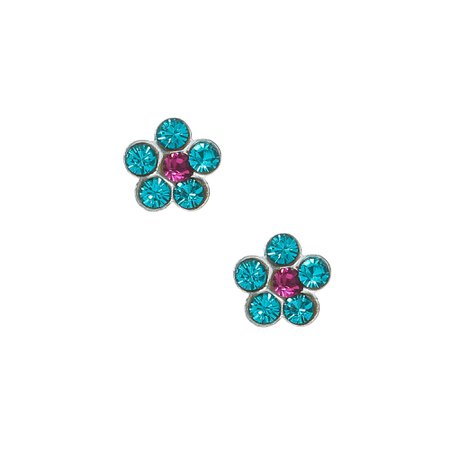 Sterling Silver Flower Stone Stud Earrings - Turquoise | Claire's