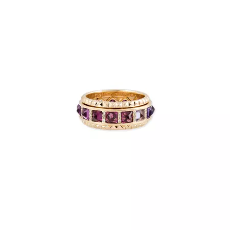 PAVE DIAMOND PURPLE OMBRE SAPPHIRE SPIKE SPINNER RING