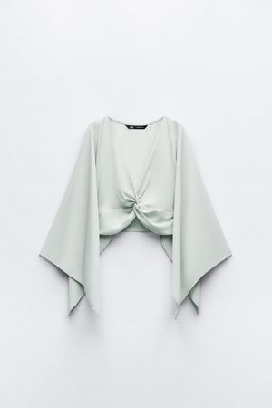 KNOTTED CROPPED TOP - Sea green | ZARA United States