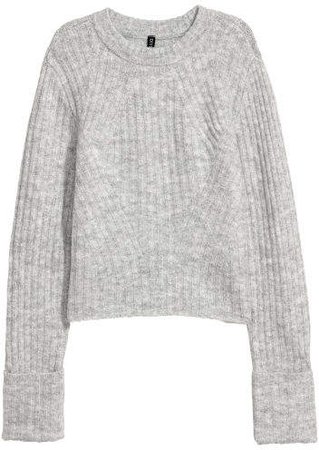 Rib-knit Sweater - Gray