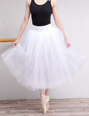 Amazon.com: Daydance White Women Ballet Tutu Long Tulle Dance Skirt with Underpants for Performance : Clothing, Shoes & Jewelry