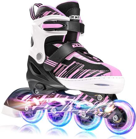 Amazon.com : ECOO Adjustable Inline Skates Boys and Girls with Light up Wheels，Roller Blades for Kids Ages 4-12, Women Rollerblades for Beginner Outdoor and Indoor : Sports & Outdoors