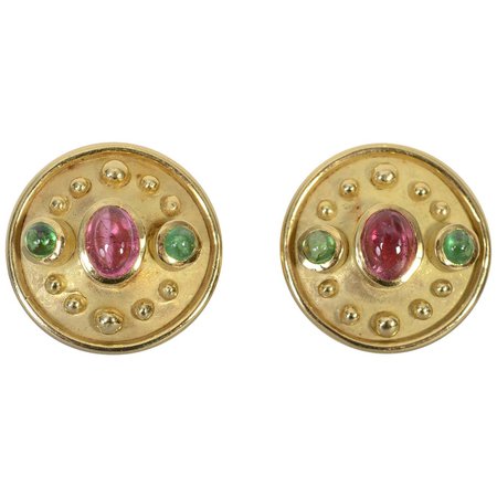 Denise Roberge Pink and Green Tourmaline Earrings For Sale at 1stDibs