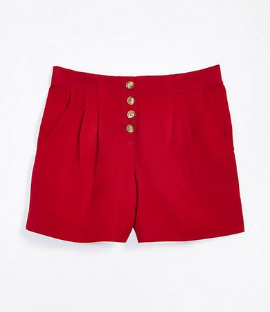 Button Front Linen Blend Shorts