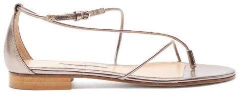 String Metallic Leather Sandals - Womens - Gold