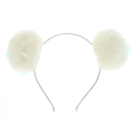 Sequin Pom Pom Ears Headband
