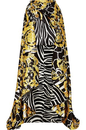 Versace | Asymmetric printed satin skirt | NET-A-PORTER.COM