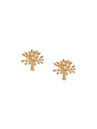 Gold Mulberry Logo Tree Stud Earrings | Farfetch.com