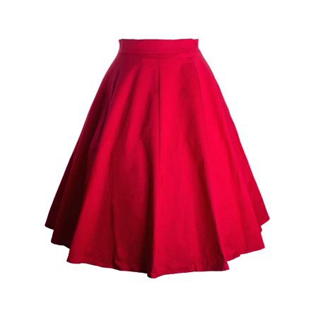 HIMONE - Vintage Women Casual Party Pleated Skirt Floral Print Solid Retro Skater Flared Swing A-Line Long Midi Mini Skirt Dress - Walmart.com