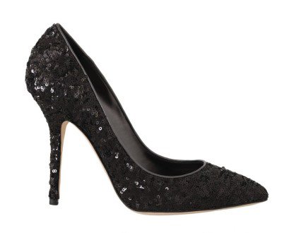 Black Sequined Leather Pumps Heels – Brand Agent