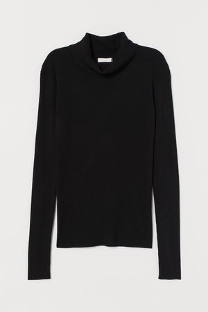 Rib-knit Turtleneck Sweater - Black - Ladies | H&M US