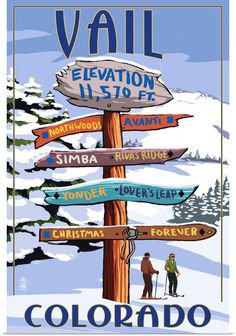 Vail, Colorado - Ski Signpost