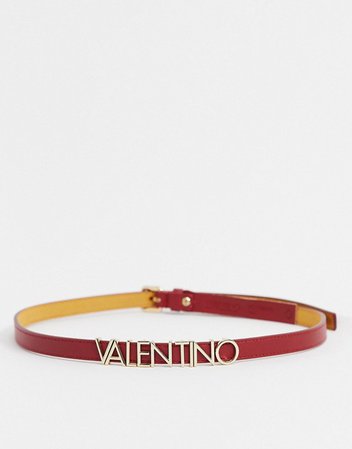 Valentino by Mario Valentino Emma Winter logo belt in red | ASOS