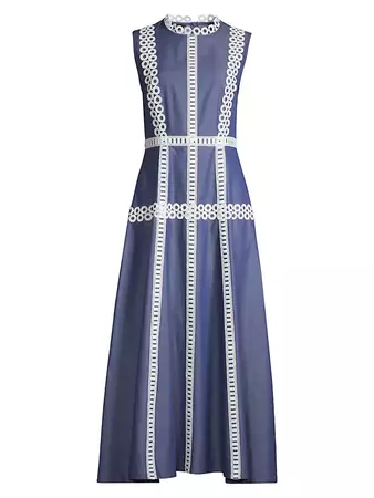 Shop Misook Eyelet-Embroidered Fit & Flare Maxi Dress | Saks Fifth Avenue