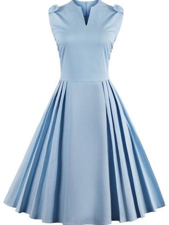 Pleated Pale Blue Dress