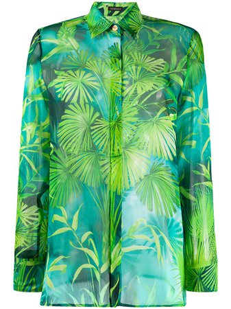 Versace Jungle Print Silk Shirt A82662A234695 Green | Farfetch
