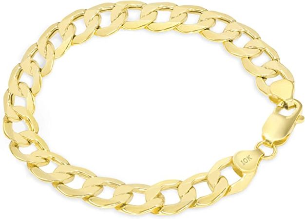 Amazon.com: Nuragold 10k Yellow Gold 7mm Cuban Curb Link Chain Bracelet, Mens Womens Lobster Clasp 7" 7.5" 8" 8.5" 9": Clothing, Shoes & Jewelry