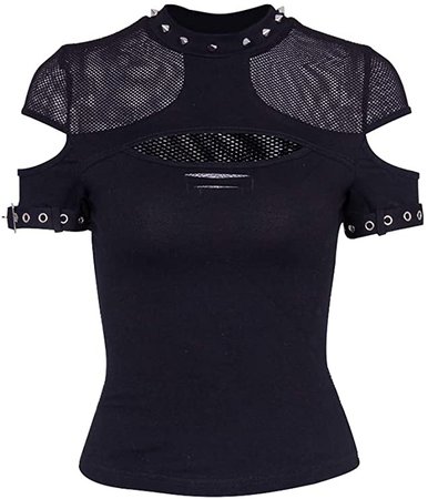 Amazon.com: Nihsatin Women's Steampunk Gothic Tank Top Criss Cross Lace Trimed Pinup Top: Clothing