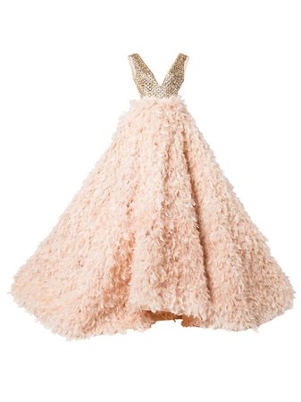 Atelier Zuhra crystal-embellished Full Feathered Gown - Farfetch