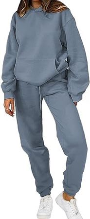 Amazon.com: PAODIKUAI Women 2 Piece Outfits Hoodie Sweatsuits Set Sweatpants Long Sleeve Sweatshirt Matching Joggers Tracksuit Sets(gray blue,S) : Clothing, Shoes & Jewelry