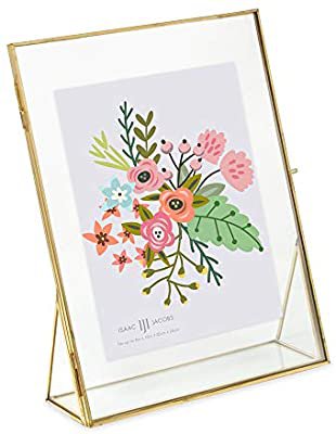 Amazon.com - Isaac Jacobs 8x10 Antique Gold, Vintage Style Brass and Glass, Floating Photo Frame, Metal, (Vertical), with Locket Closure and Angled Base, for Pictures, Art, Mementos, Keepsakes (8x10, Antique Gold) -