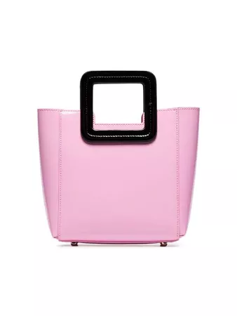 Staud Pink And Black Shirley Mini Patent Leather Tote Bag - Farfetch