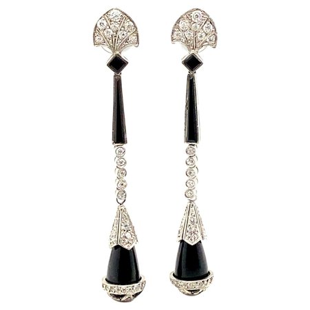 French Black Onyx Earrings For Sale at 1stDibs