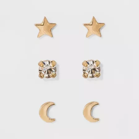 Moon and Star Earring Set 3ct - A New Day Gold : Target