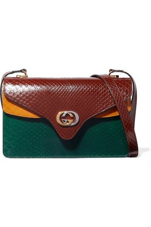 Gucci | Tiger small color-block python shoulder bag | NET-A-PORTER.COM