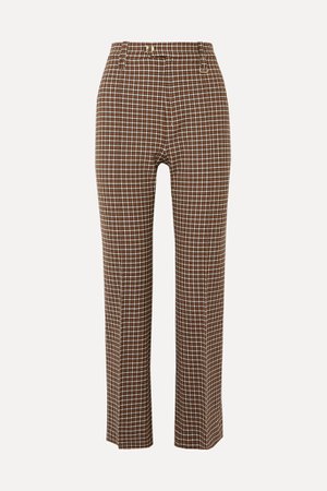 CHLOÉ Cropped checked woven straight-leg pants
