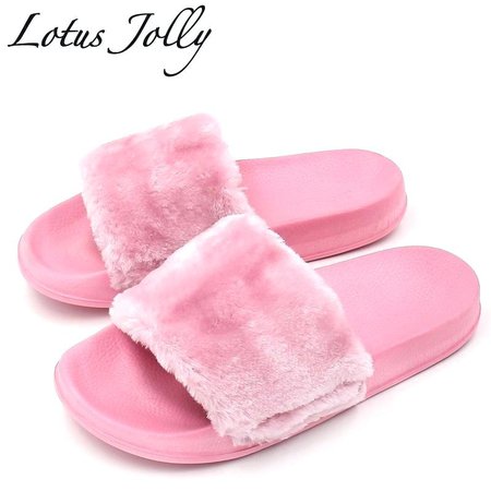 pink fur sandals – Balladofthebirddog