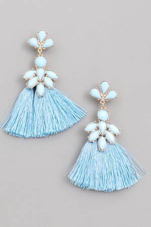 light blue tassel earrings - Google Search