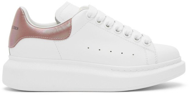 White and Pink Iridescent Oversized Sneakers
