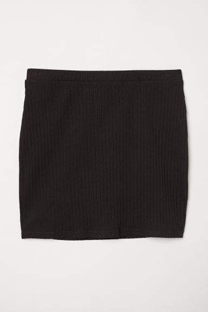 Ribbed Jersey Skirt - Black
