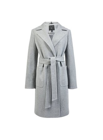 Grey Patch Pocket Wrap Coat | Dorothy Perkins