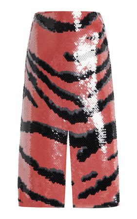 Tiger-Printed Sequin Midi Skirt By Bottega Veneta | Moda Operandi